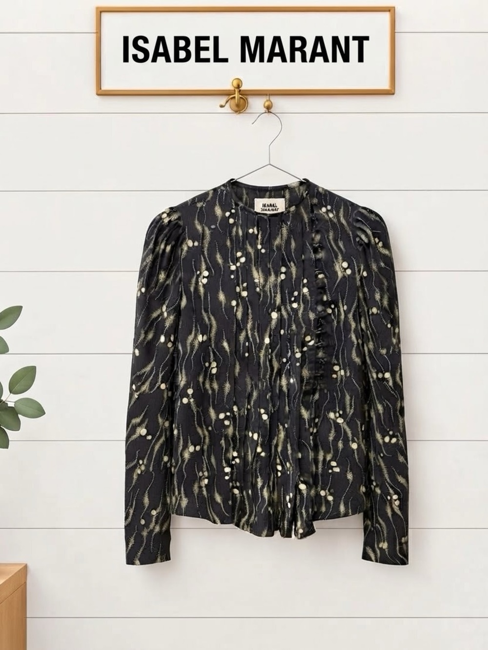 Isabel Marant Silk – Printed Black Blouse – Size 38